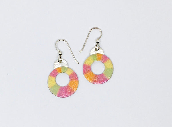 Argentium Sterling Silver Donut Earrings with Color Accent