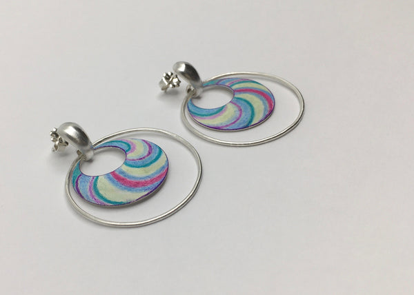 Hoop Earrings - Spring Breeze - Argentium Sterling Silver with Color Accent